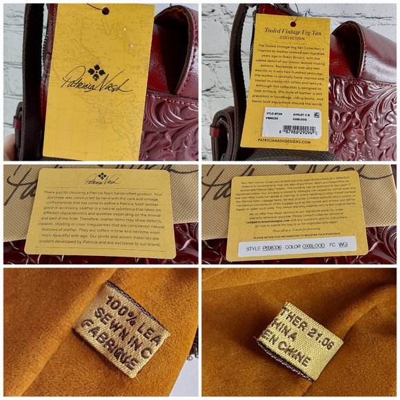 'PATRICIA NASH' 'AVELEY' CARRY-ALL ETCHED LEATHER CROSSBODY BAG - Picture 11 of 16